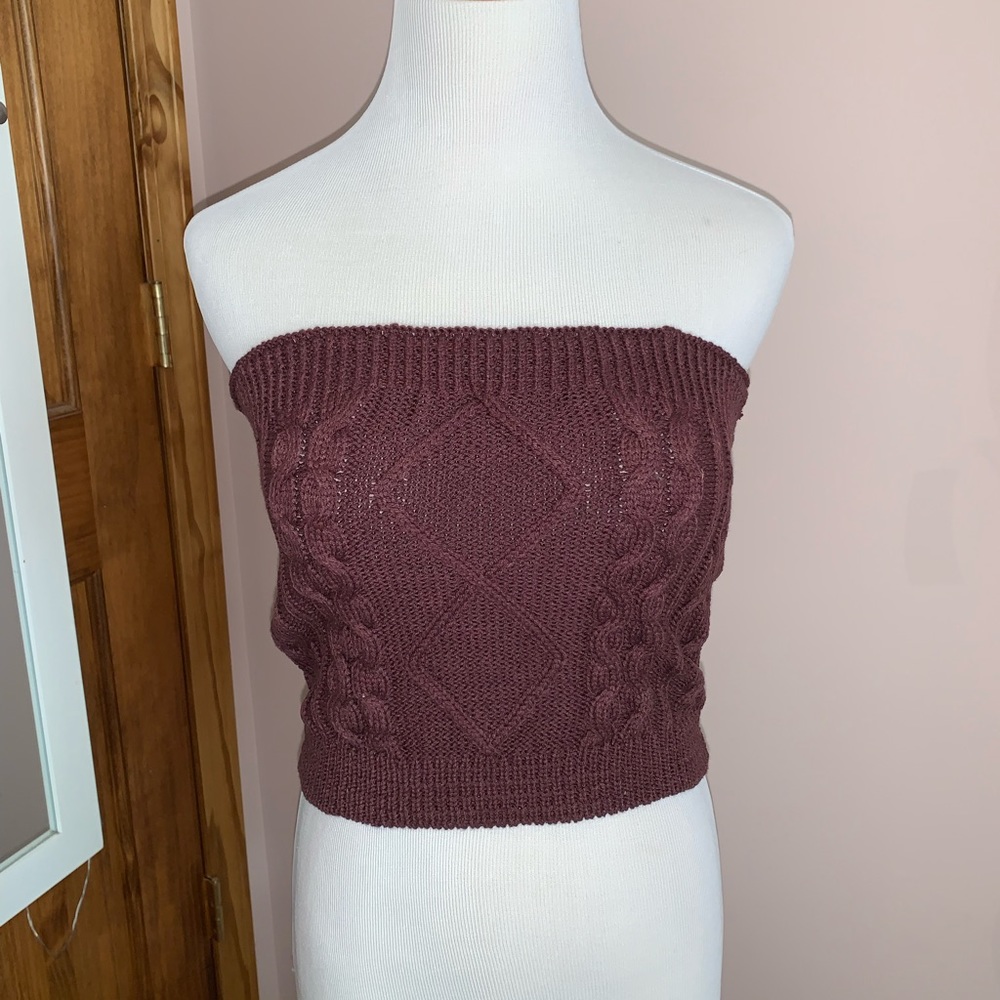 Maroon sweater cropped tube top from Forever 21